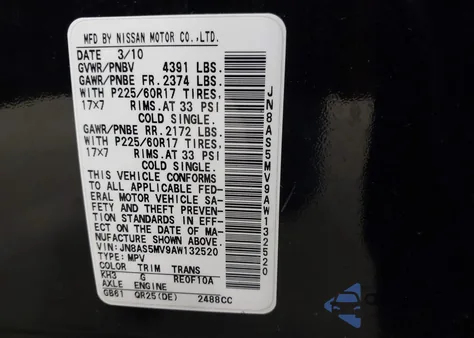 2010 Nissan Rogue S Krom Edition из США, поврежденный, VIN JN8AS5MV9AW132520